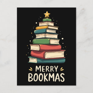 Merry Bookmas - Festlicher Buchstapel für Buchlieb Postkarte