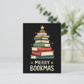 Merry Bookmas - Festlicher Buchstapel für Buchlieb Postkarte (Stehend Vorderseite)