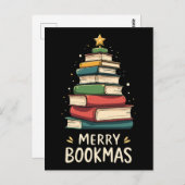 Merry Bookmas - Festlicher Buchstapel für Buchlieb Postkarte (Vorne/Hinten)