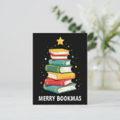 Merry Bookmas - Festlicher Buchstapel für Buchlieb Postkarte (Stehend Vorderseite)