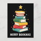Merry Bookmas - Festlicher Buchstapel für Buchlieb Postkarte (Vorderseite)