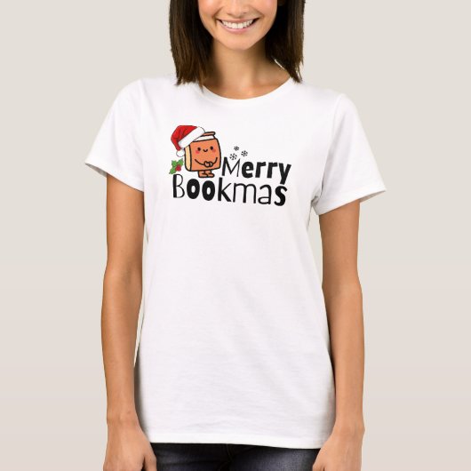 Merry Bookmas Funny Christmas Book Lover Geschenk T-Shirt (Vorderseite)
