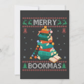 Merry Bookmas Funny Ugly Xmas Sweater Library Gesc Einladung (Vorderseite)