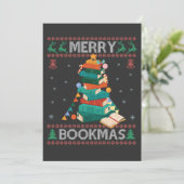 Merry Bookmas Funny Ugly Xmas Sweater Library Gesc Einladung (Stehend Vorderseite)