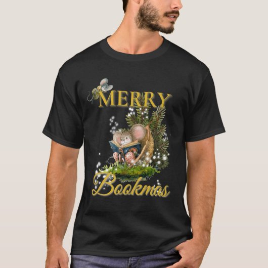 Merry Bookmas' Victorian Christmas Mice Bibliophil T-Shirt (Vorderseite)