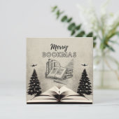 Merry Bookmas, Vintage Weihnachtsbaum Karte (Stehend Vorderseite)