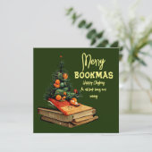 Merry Bookmas - Weihnachtsbaum Feiertagskarte (Stehend Vorderseite)