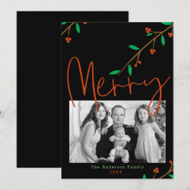 Merry Botanical Black Berry Branch Holiday Party Einladung