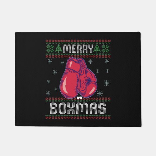 Merry Boxmas Ugly Christmas Sweater Boxing Liebhab Fußmatte (Vorderseite)