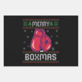 Merry Boxmas Ugly Christmas Sweater Boxing Liebhab Geschenkpapier Set (Vorderseite)