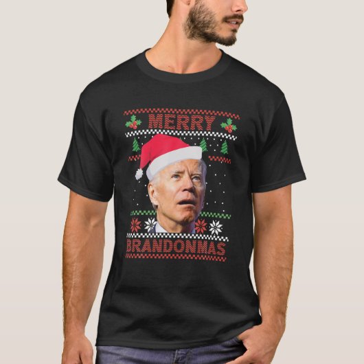 Merry Brandonmas Brandon Anti Biden Ugly Weihnacht T-Shirt (Vorderseite)
