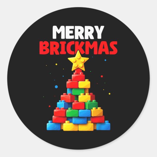 Merry Brickmas Block Building Builder Brick Master Runder Aufkleber (Vorderseite)