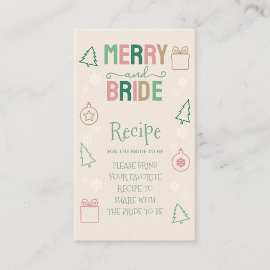 Merry & Bride Christmas Bridal Shower Recipe Begleitkarte (Vorderseite)