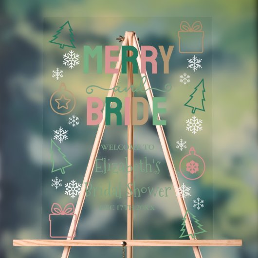 Merry & Bride Weihnachten Brautparty Acrylschild (Neutral)