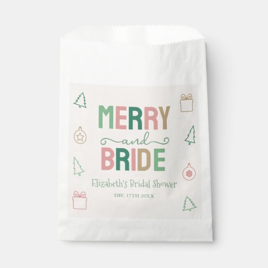 Merry & Bride Weihnachts-Brautparty Geschenktütchen (Vorderseite)