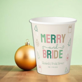 Merry & Bride Weihnachts-Brautparty Pappbecher