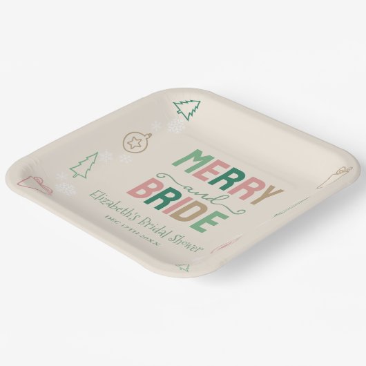 Merry & Bride Weihnachts-Brautparty Pappteller (Gewinkelt)