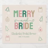 Merry & Bride Weihnachts-Brautparty Schaumweinetikett (Einzelnes Label)