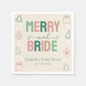 Merry & Bride Weihnachts-Brautparty Serviette (Vorderseite)