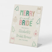 Merry & Bride Weihnachts-Brautparty Sockelschild (Vorderseite)