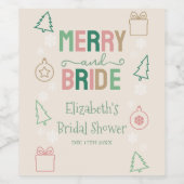 Merry & Bride Weihnachts-Brautparty Weinetikett (Einzelnes Label)