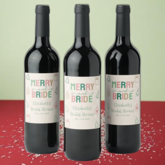 Merry & Bride Weihnachts-Bridal-Shower Weinetikett