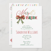 Merry & Bride Winter Christmas Bride Bachelorette Einladung (Vorne/Hinten)
