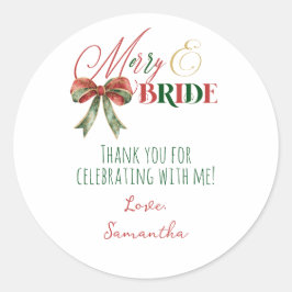 Merry & Bride Winter Christmas Bride Bachelorette Runder Aufkleber