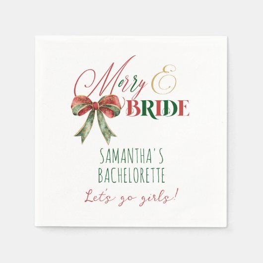 Merry & Bride Winter Christmas Bride Bachelorette Serviette (Vorderseite)