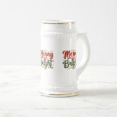 Merry & Bright 22 oz Stein Bierglas (VorderseiteRechts)