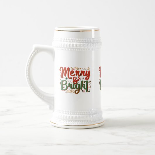 Merry & Bright 22 oz Stein Bierglas (Links)