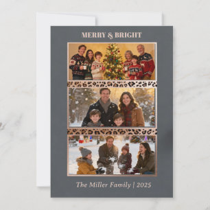 Merry & Bright 3 Foto Couple Collage Card Feiertagskarte