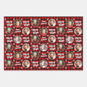 Merry&Bright 4 Fotos Weihnachts Red Buffalo Karier Geschenkpapier Set (Vorderseite)