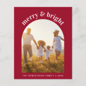Merry Bright Arch Foto Red Budget Weihnachtskarte (Vorderseite)