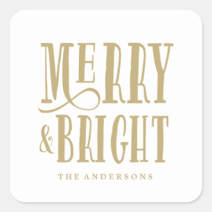 Merry & Bright   Aufkleber für Geschenktipps