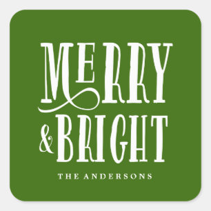 Merry & Bright Aufkleber für Geschenktipps