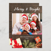 Merry & Bright Barn Wood Foto Weihnachtskarte Einladung (Vorne/Hinten)