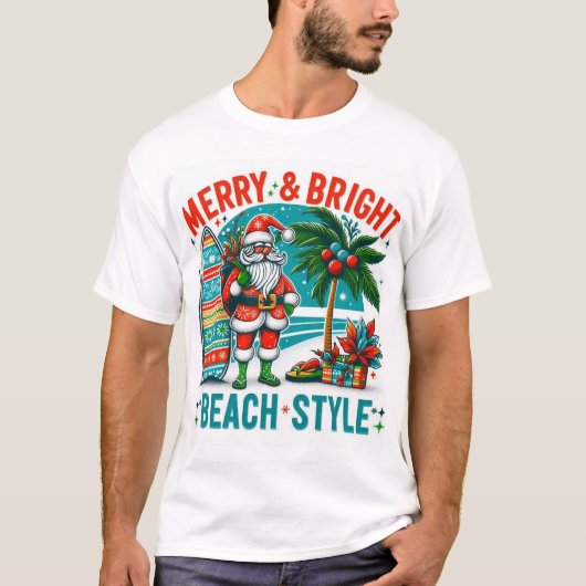 Merry & Bright, Beach Style - Weihnachten Pa T-Shirt (Vorderseite)