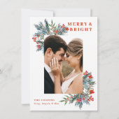 Merry & Bright Beries and branches Fotokarte Einladung (Vorderseite)