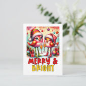 Merry & Bright Birds Postkarte (Stehend Vorderseite)