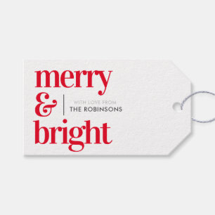 Merry & Bright Black and White Gift Tags Geschenkanhänger