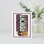 Merry & Bright Black Girl Melanin Sista Weihnachte Postkarte (Stehend Vorderseite)