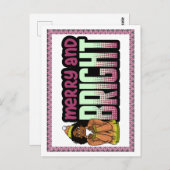 Merry & Bright Black Girl Melanin Sista Weihnachte Postkarte (Vorne/Hinten)