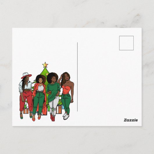 Merry & Bright Black Girl Melanin Sista Weihnachte Postkarte (Rückseite)
