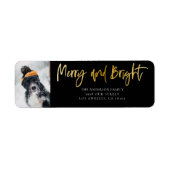 Merry & Bright Black & Gold Rücksendeadresse (Vorne)