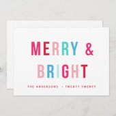 Merry & Bright Bold Letters Urlaubskarte Einladung (Vorne/Hinten)