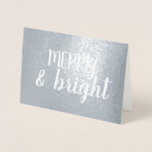 Merry Bright Brushstroke Calligraphy Silver Folienkarte (Vorderseite)