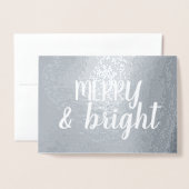 Merry Bright Brushstroke Calligraphy Silver Folienkarte (Vorderseite mit Umschlag)