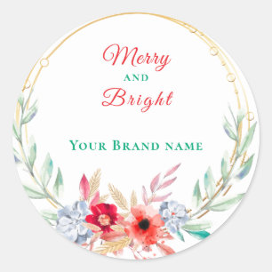 Merry & Bright Bulk Weihnachten   Business Runder Aufkleber
