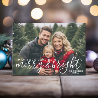 Merry & Bright Calligraphy - Vollständiges horizon Feiertagskarte